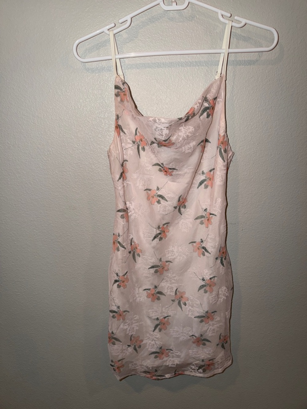 Floral Slip Dress in Light Blush with Peach Accents